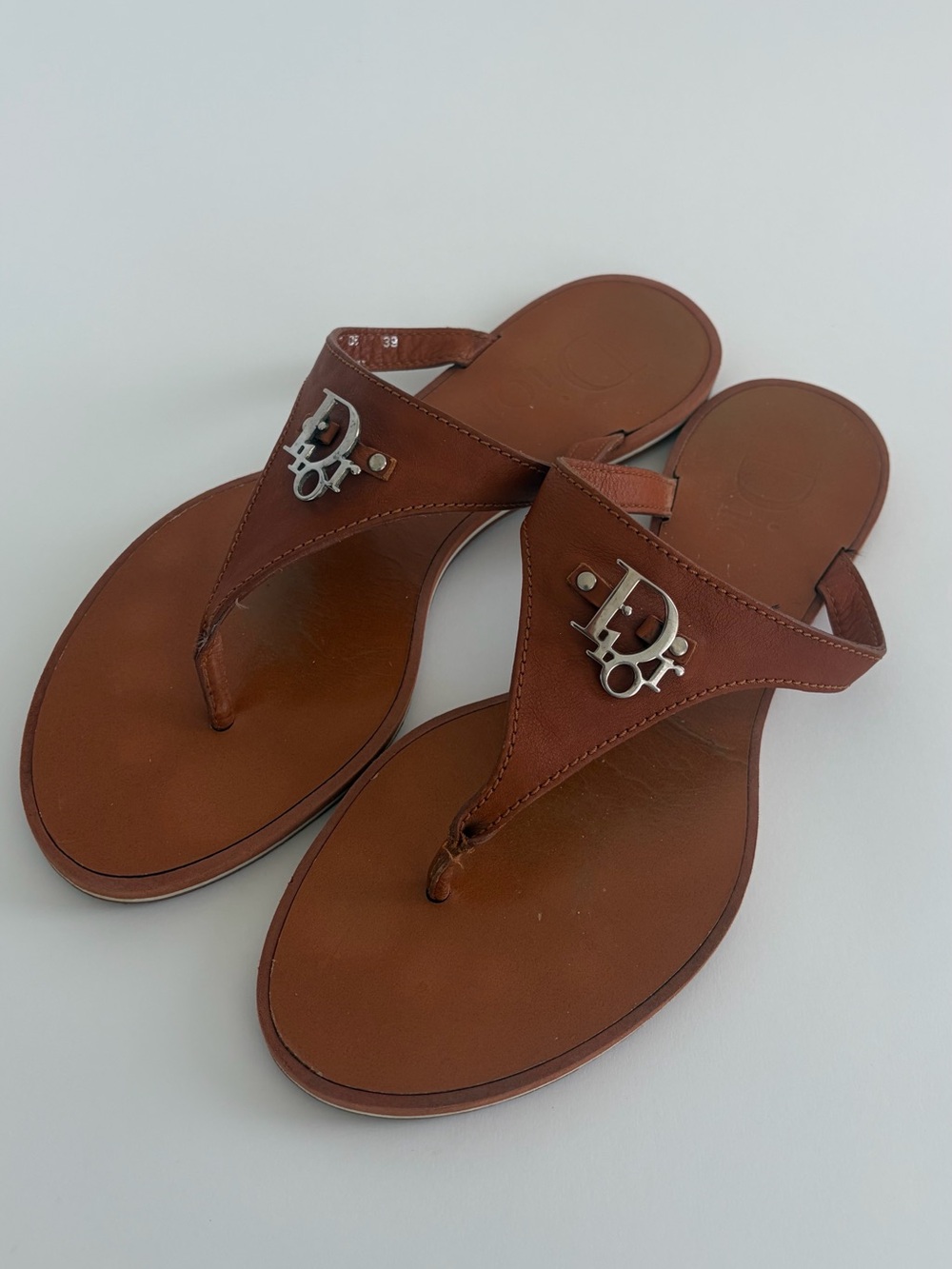 Dior Brown Leather Thong Sandals